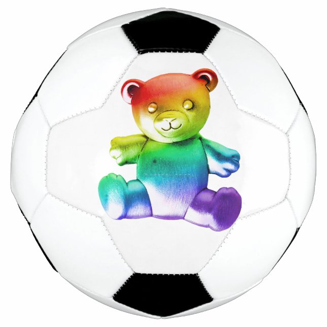 SlipperyJoe's brushed metal teddy bear smooth grad Soccer Ball (Front)