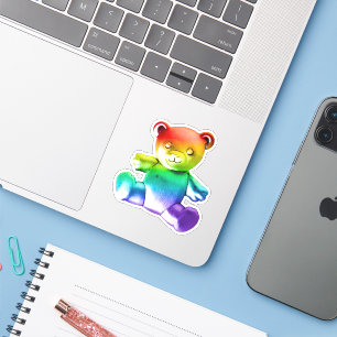 SlipperyJoe's brushed metal teddy bear smooth grad Sticker