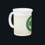 SlipperyJoe's celebrating Saint Patrick's Day Iris Beverage Pitcher<br><div class="desc">SlipperyJoe's celebrating Saint Patrick's Day Irish holiday green shamrock icons central circular emblem antique feel vintage textured background LGBTQIA artistic bold white font gay pride gifts worn parchment-like appearance festive classic design brown beige shades</div>