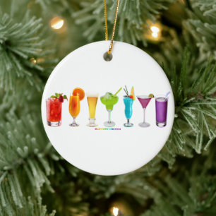 SlipperyJoe's Cheers alcohol cocktail pride neon c Ceramic Ornament