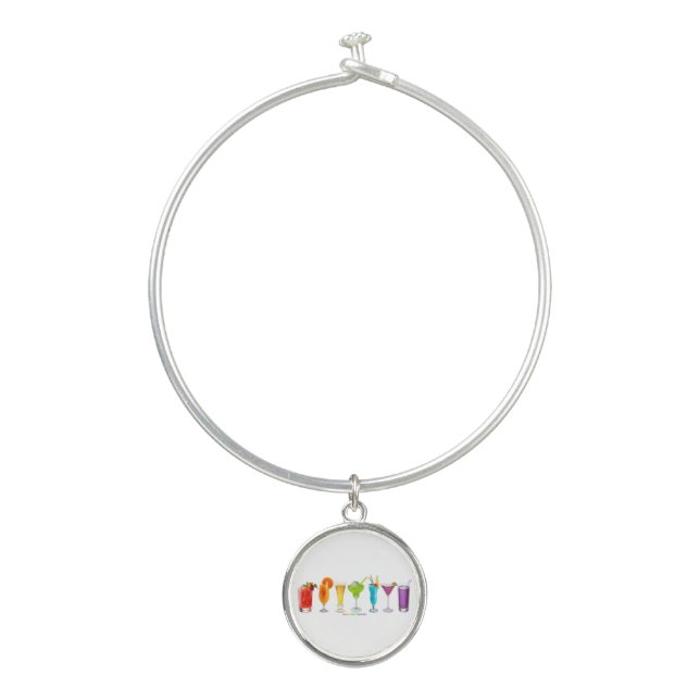 SlipperyJoe's cheers alcohol cocktails LGBTQIA gay Bangle Bracelet (Front)