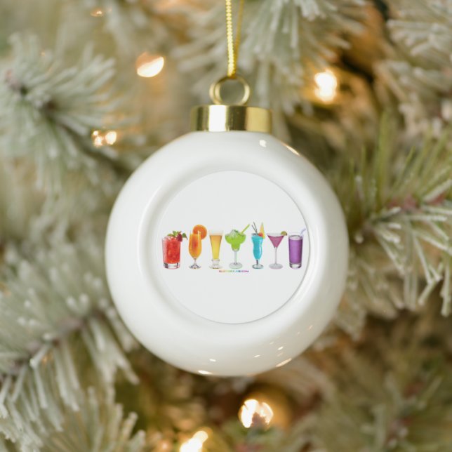 SlipperyJoe's cheers alcohol cocktails LGBTQIA gay Ceramic Ball Christmas Ornament (Tree)