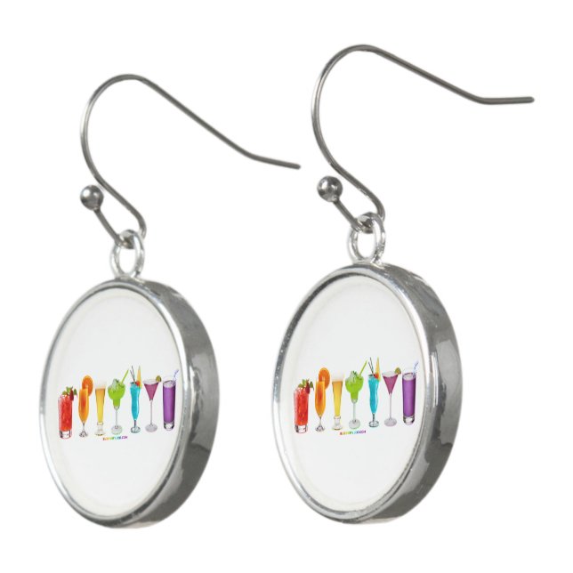 SlipperyJoe's cheers alcohol cocktails LGBTQIA gay Earrings (Angled)