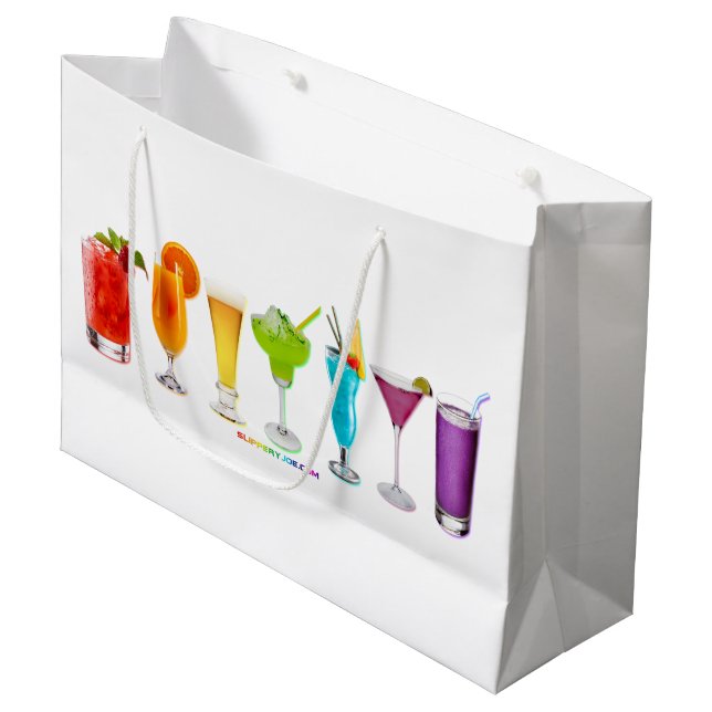 SlipperyJoe's cheers alcohol cocktails LGBTQIA gay Large Gift Bag (Front Angled)