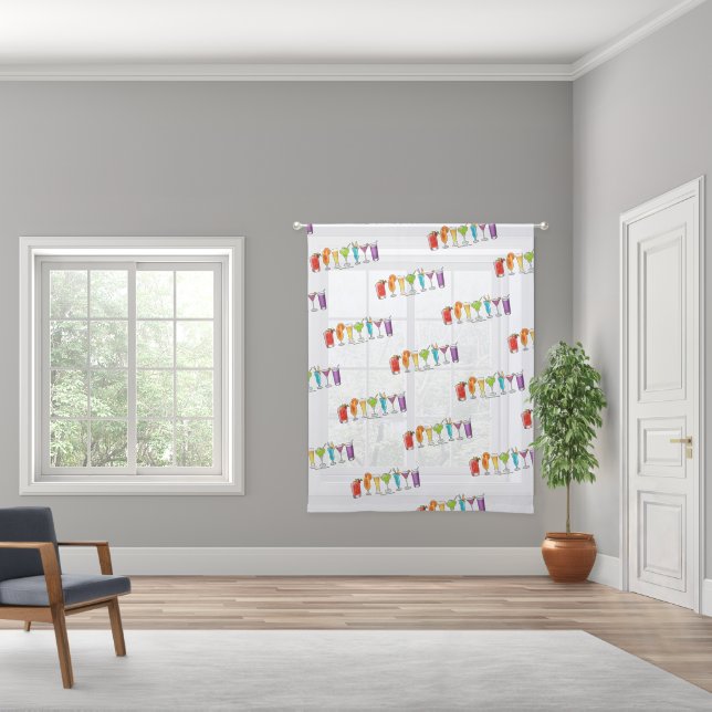 SlipperyJoe's cheers alcohol cocktails LGBTQIA gay Sheer Curtains (Wide)