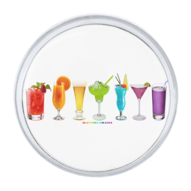 SlipperyJoe's cheers alcohol cocktails LGBTQIA gay Silver Finish Lapel Pin (Front)