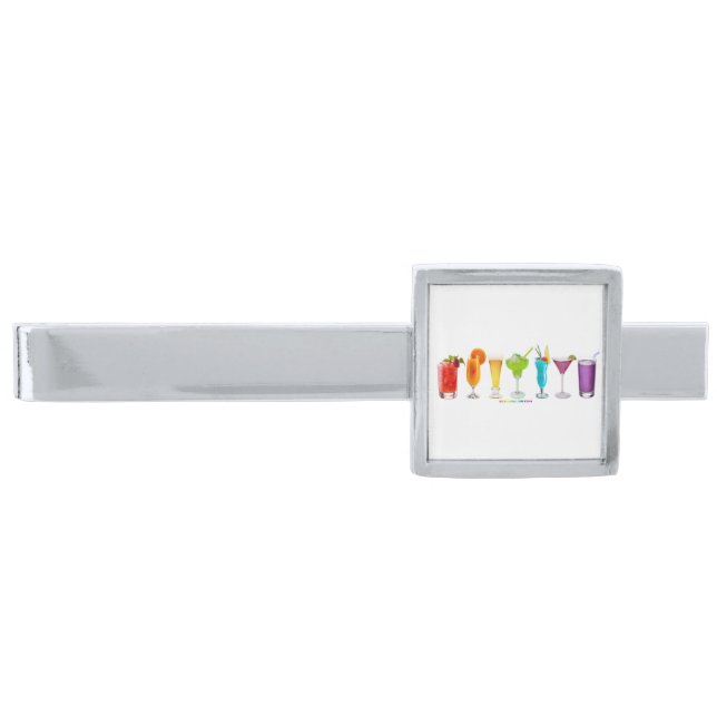 SlipperyJoe's cheers alcohol cocktails LGBTQIA gay Silver Finish Tie Bar (Front)