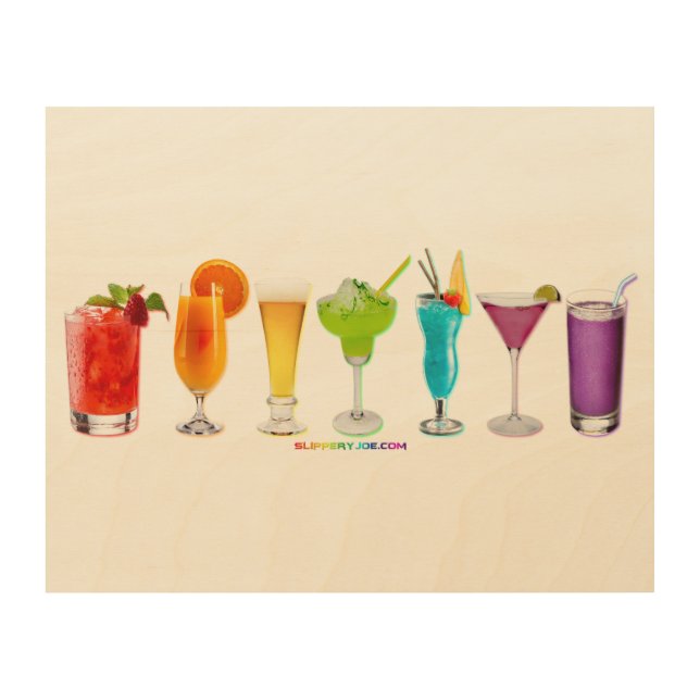 SlipperyJoe's cheers alcohol cocktails LGBTQIA gay Wood Wall Art (Front)