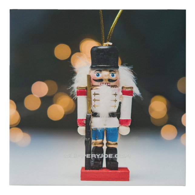 SlipperyJoe's Christmas classic nutcracker ornamen Faux Canvas Print (Front)