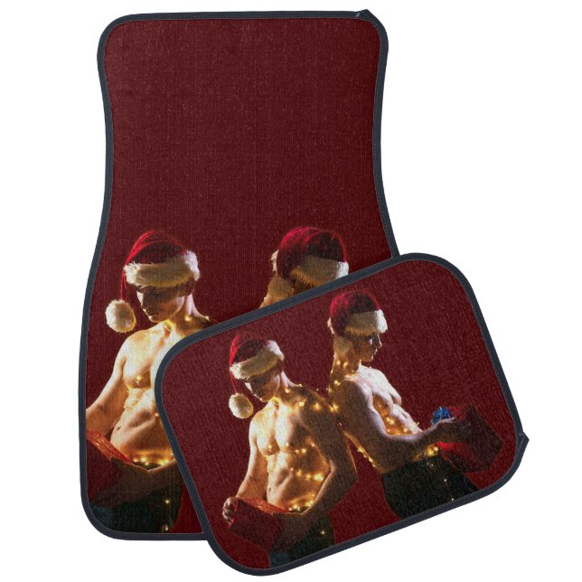 SlipperyJoe's Christmas shirtless men holiday ligh Car Floor Mat (Set)