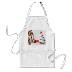 SlipperyJoe's Christmas shopping white paper spira Adult Apron