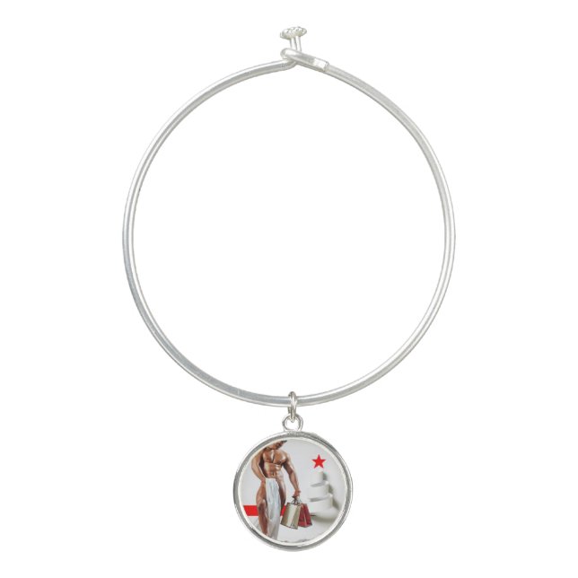 SlipperyJoe's Christmas shopping white paper spira Bangle Bracelet (Front)