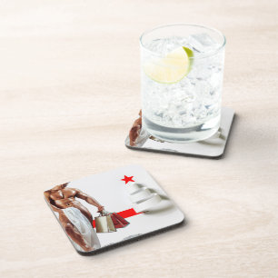 SlipperyJoe's Christmas shopping white paper spira Beverage Coaster