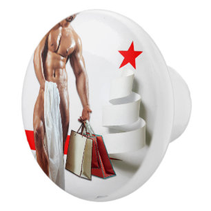 SlipperyJoe's Christmas shopping white paper spira Ceramic Knob