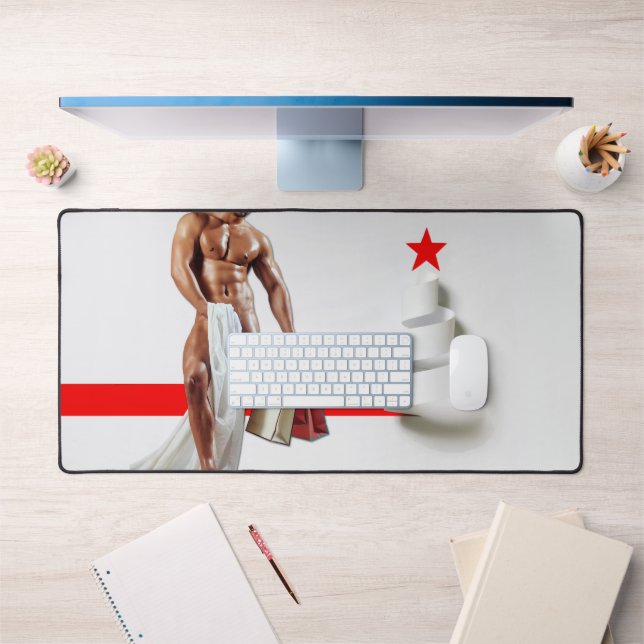 SlipperyJoe's Christmas shopping white paper spira Desk Mat (Office 1)