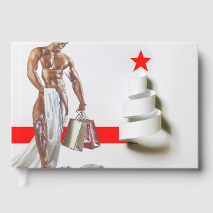 SlipperyJoe's Christmas shopping white paper spira Foil Guest Book
