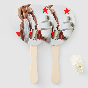 SlipperyJoe's Christmas shopping white paper spira Hand Fan