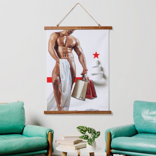 SlipperyJoe's Christmas shopping white paper spira Hanging Tapestry (Living Room)