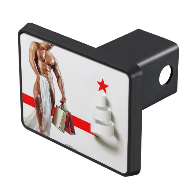 SlipperyJoe's Christmas shopping white paper spira Hitch Cover (Top Right)