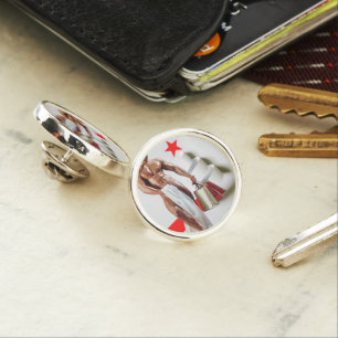 SlipperyJoe's Christmas shopping white paper spira Lapel Pin