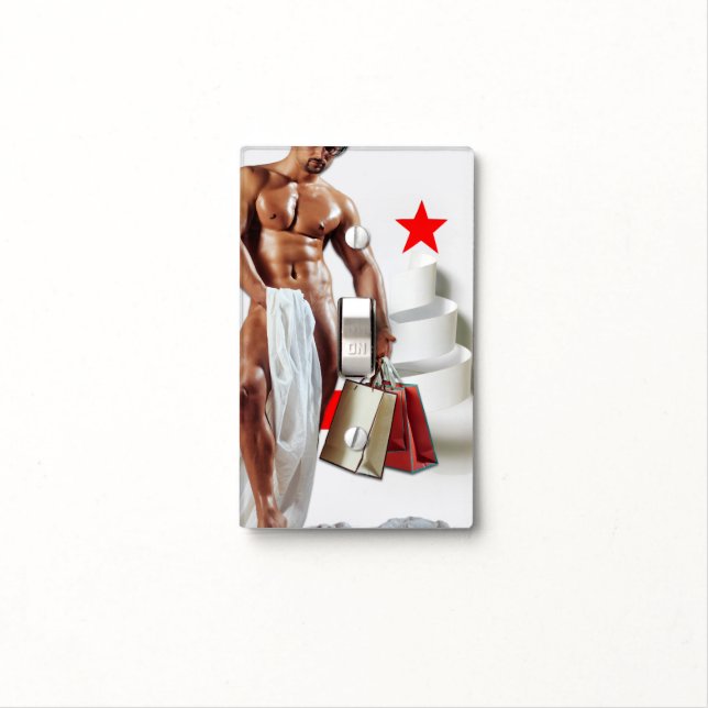 SlipperyJoe's Christmas shopping white paper spira Light Switch Cover (In Situ)