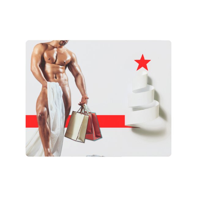 SlipperyJoe's Christmas shopping white paper spira Metal Print (Front)