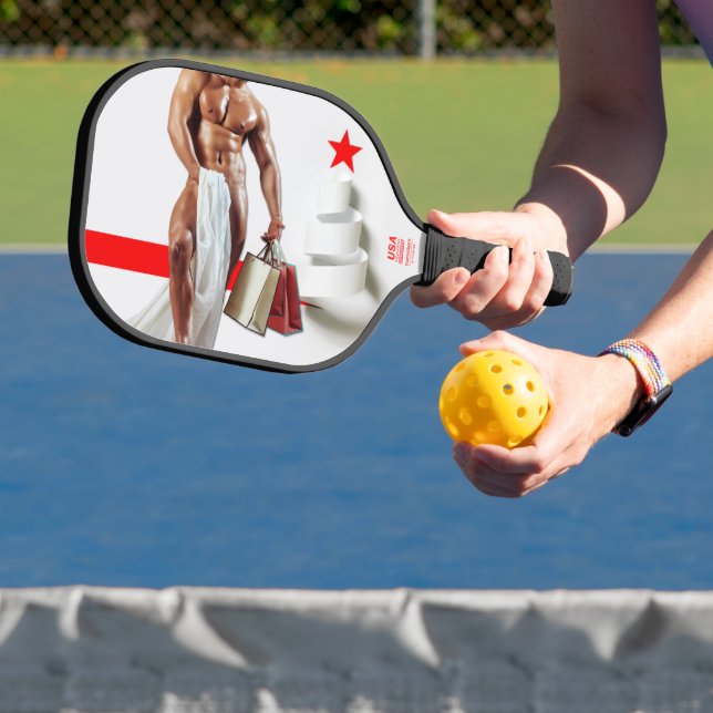 SlipperyJoe's Christmas shopping white paper spira Pickleball Paddle (Insitu)
