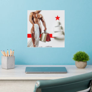 SlipperyJoe's Christmas shopping white paper spira Wall Decal