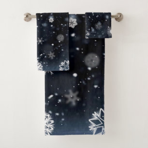 SlipperyJoe's Christmas winter magical peaceful at Bath Towel Set