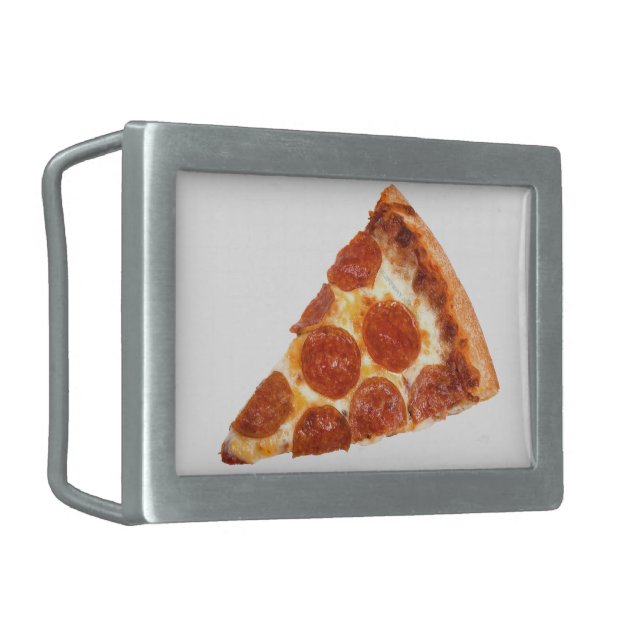 SlipperyJoe's classic pepperoni pizza slice melted Belt Buckle (Front Left)