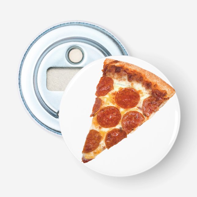 SlipperyJoe's classic pepperoni pizza slice melted Bottle Opener (Front)