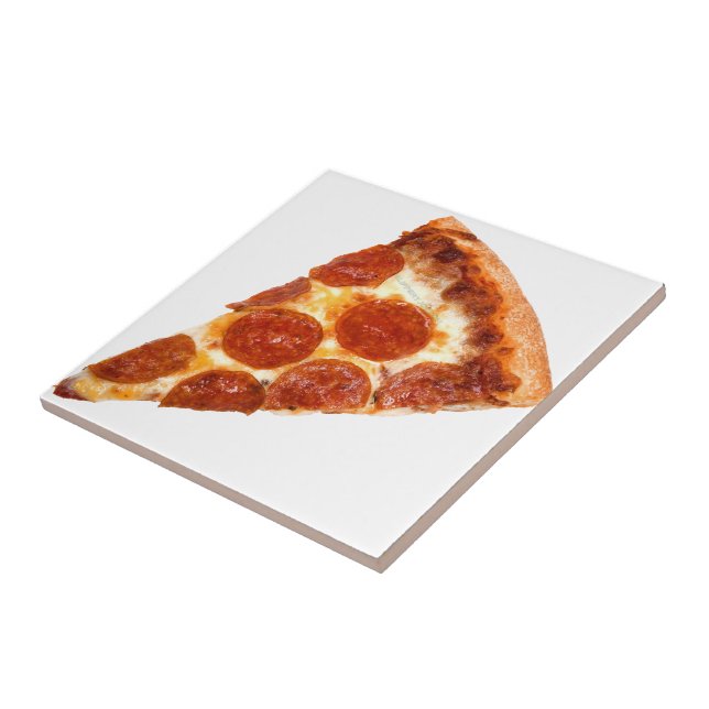 SlipperyJoe's classic pepperoni pizza slice melted Ceramic Tile (Side)