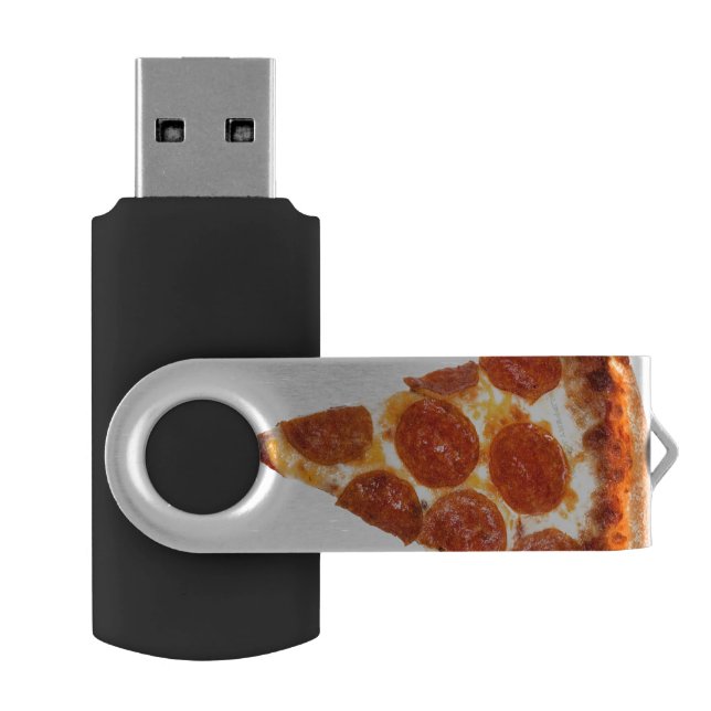 SlipperyJoe's classic pepperoni pizza slice melted Flash Drive (Opened)