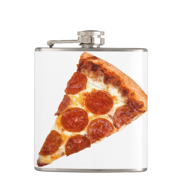 SlipperyJoe's classic pepperoni pizza slice melted Flask (Front)