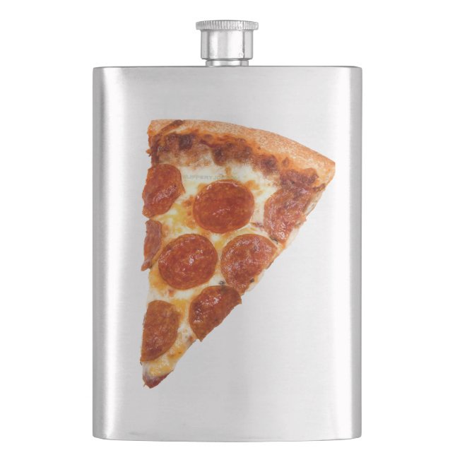 SlipperyJoe's classic pepperoni pizza slice melted Flask (Front)
