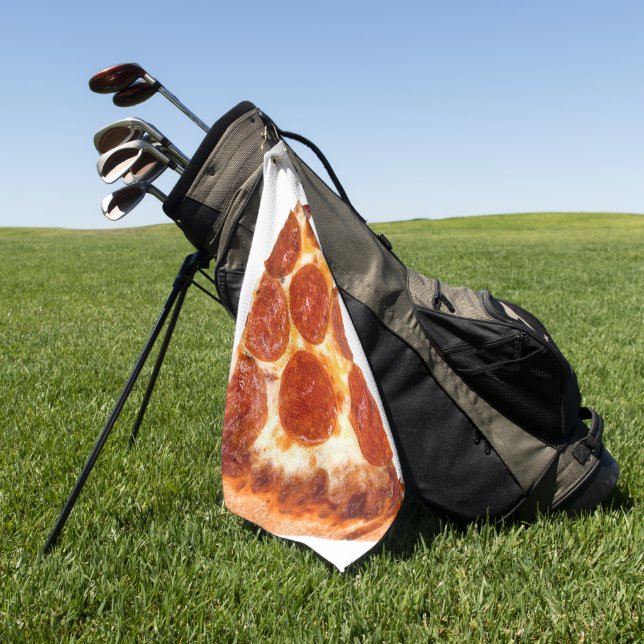 SlipperyJoe's classic pepperoni pizza slice melted Golf Towel (Green)