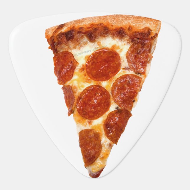 SlipperyJoe's classic pepperoni pizza slice melted Guitar Pick (Front)