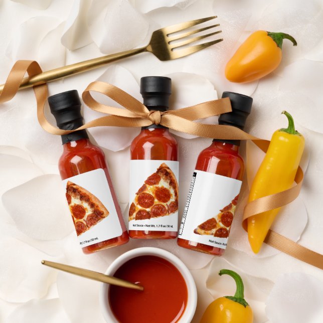 SlipperyJoe's classic pepperoni pizza slice melted Hot Sauces (Wedding)