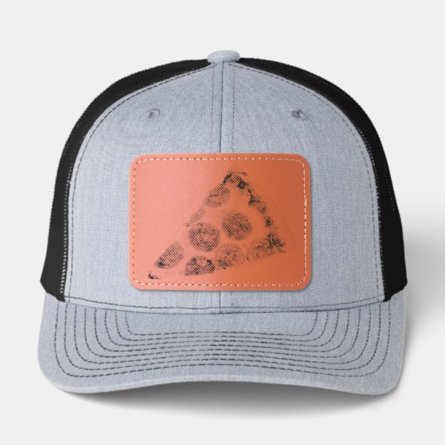 SlipperyJoe's classic pepperoni pizza slice melted Leather Patch Hat (Front)
