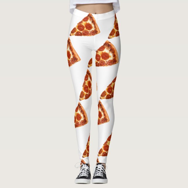 SlipperyJoe's classic pepperoni pizza slice melted Leggings (Front)