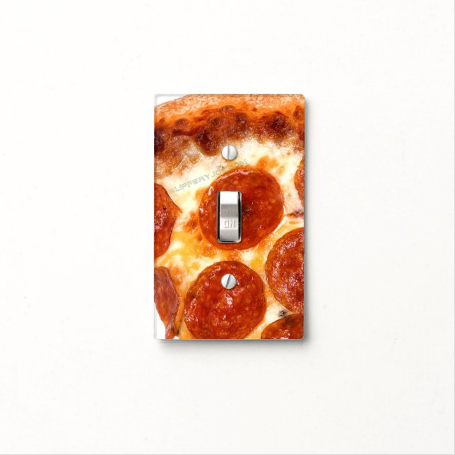 SlipperyJoe's classic pepperoni pizza slice melted Light Switch Cover (In Situ)
