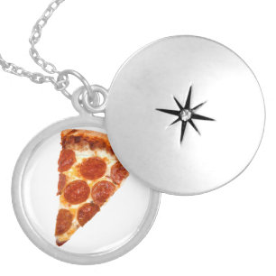 SlipperyJoe's classic pepperoni pizza slice melted Locket Necklace