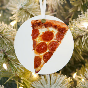 SlipperyJoe's classic pepperoni pizza slice melted Metal Ornament