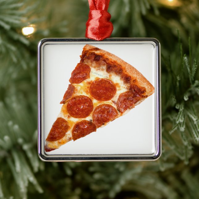 SlipperyJoe's classic pepperoni pizza slice melted Metal Ornament (Tree)