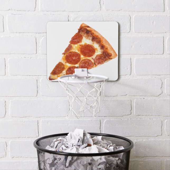 SlipperyJoe's classic pepperoni pizza slice melted Mini Basketball Hoop (In Situ)
