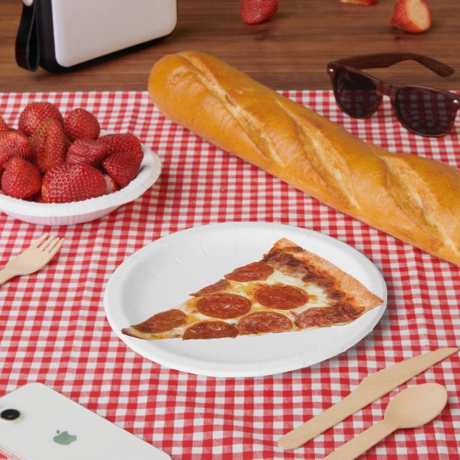 SlipperyJoe's classic pepperoni pizza slice melted Paper Plates (Picnic)