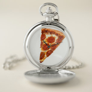 SlipperyJoe's classic pepperoni pizza slice melted Pocket Watch