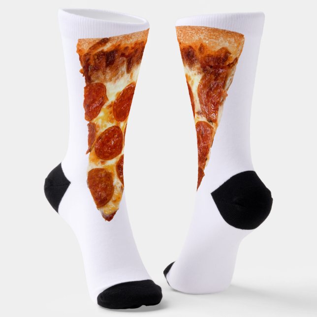 SlipperyJoe's classic pepperoni pizza slice melted Socks (Angled)