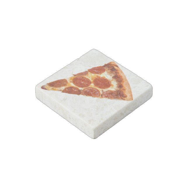 SlipperyJoe's classic pepperoni pizza slice melted Stone Magnet (Angled)