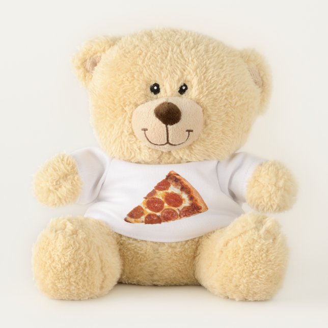 SlipperyJoe's classic pepperoni pizza slice melted Teddy Bear (Front)